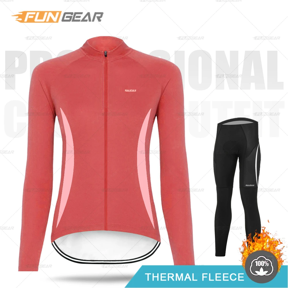 Normal Cycling Set Простая зимняя женская одежда, комплект из Джерси с длинным рукавом, Теплая Флисовая одежда, Модный женский комбинезон для шоссейного велосипеда - Цвет: Normal Cycling Set