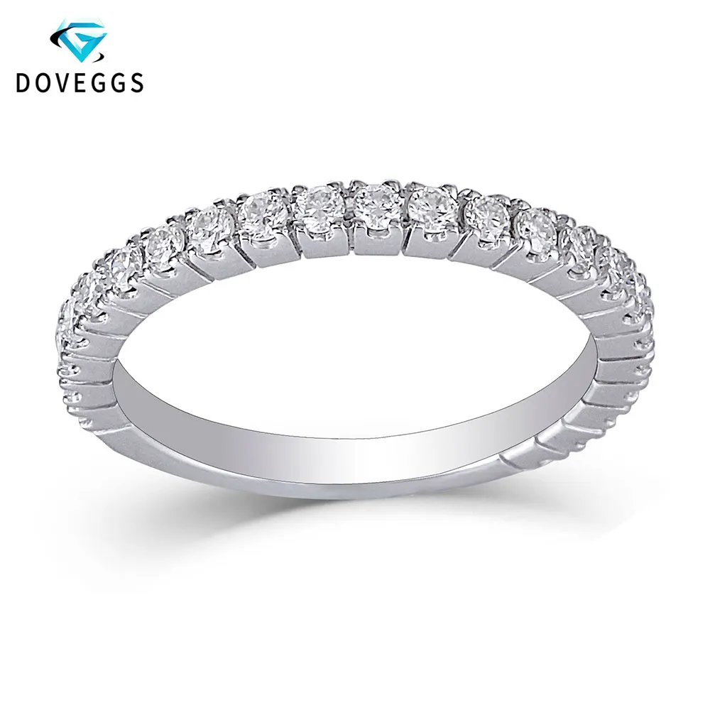 DovEggs 14 к белое золото 0.48CTW 1,9 мм ширина ремешка 1,7 мм Муассанит половина вечности обручальное кольцо защитная полоса для женщин