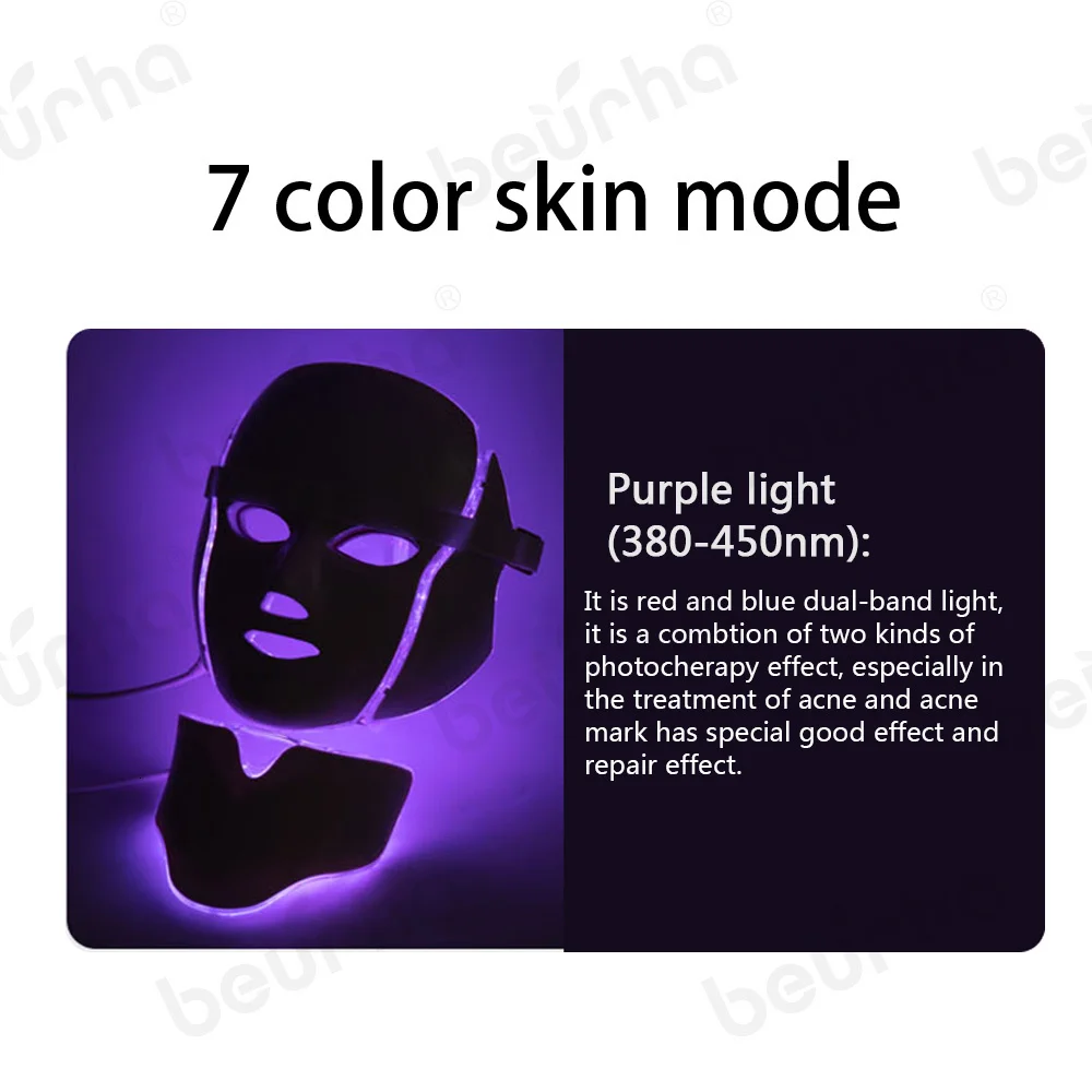 Светодиодная маска для лица, 7 цветов, светодиодная Корейская фотонотерапия, маска для лица, машинный светильник, маска для лечения акне, маска для шеи, красивая светодиодная маска, Прямая поставка