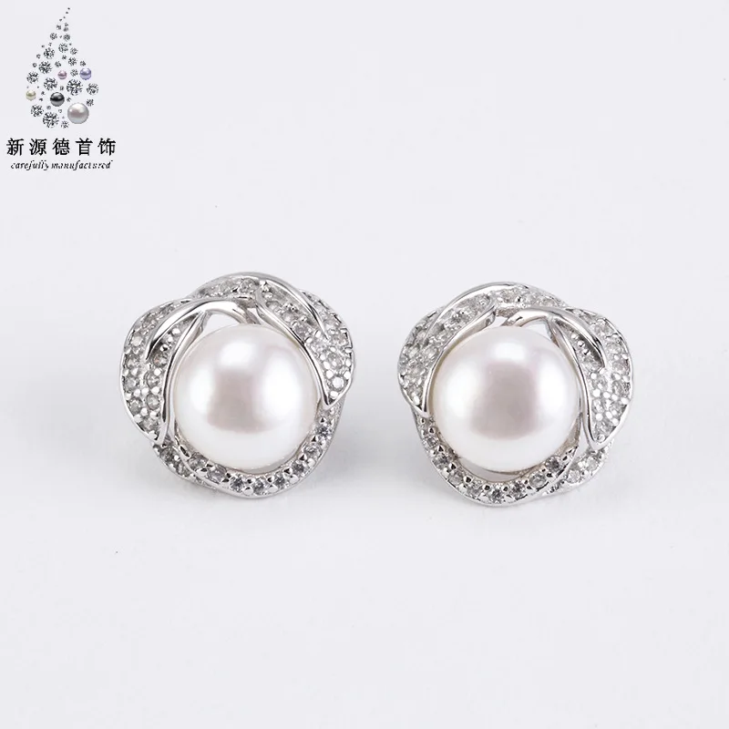 

Europe And America New Style Versatile Pearl Earrings S925 Fine Silver Inlaid Zircon Earrings Jewelry Cool Mountings Accessories