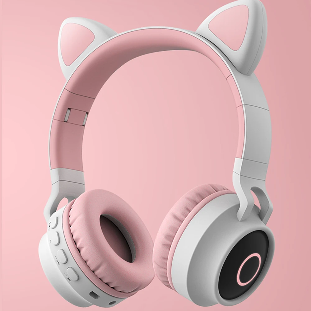 Wireless Bluetooth 5 0 Headset Cat Ear LED Light Headphone Stereo Music Headphones Girl Headset for PC