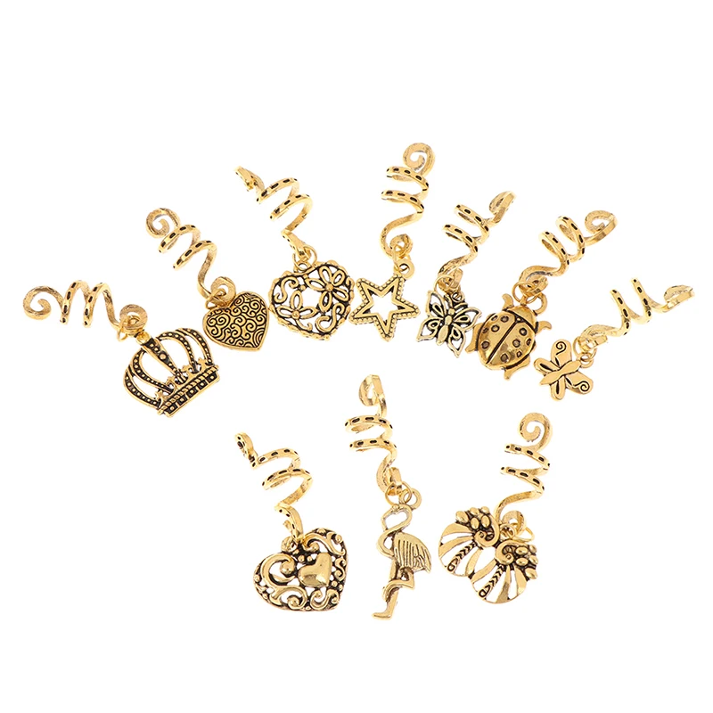 5Pcs Vintage Hair Braid Dread Dreadlock Beads Clips Cuff Rings Tube For Hair Accessories Charms Pattern Design Tubes Ring New