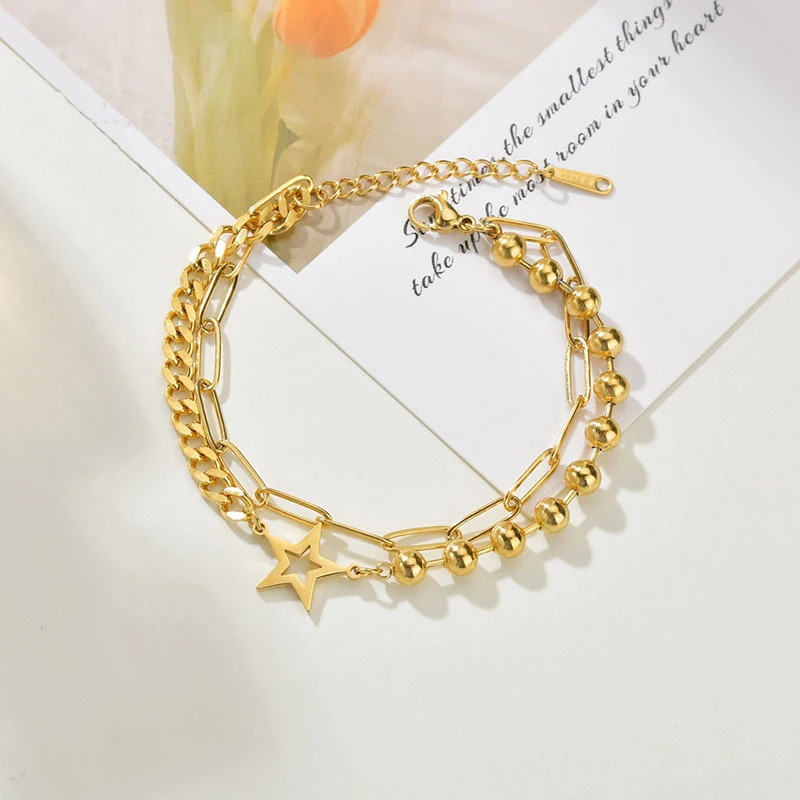 Stainless Steel Three Color Multi-style Double Layer Bracelets For Women Heart Geometric Gift Fashion Jewelry stainless steel bracelets stainless steel jewelry