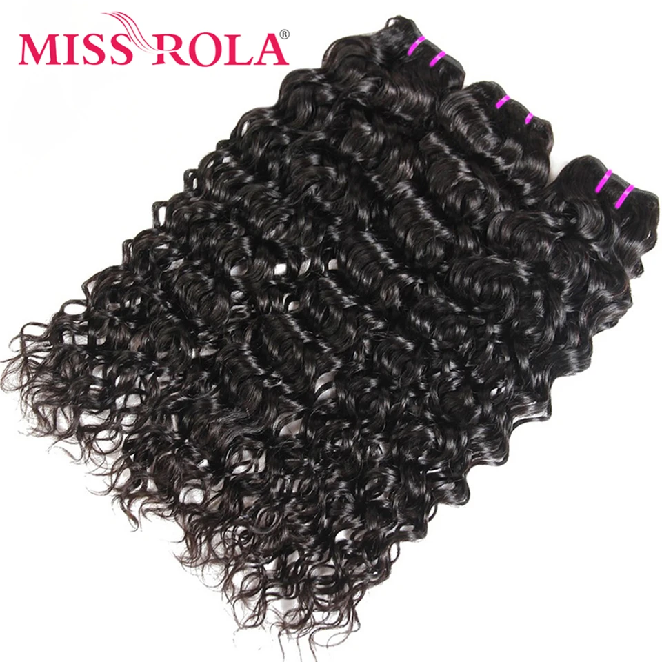 Miss Rola Water Wave Human Hair Bundles Brazilian Hair Weave Bundles Water Wave Extensions Double Wefts Natural Color