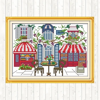 

Street Bar Counted Cross Stitch Kits for Embroidery Kits 11ct Handmade Printed Cross Stitch Set 14ct Aida Fabric Home Decoration
