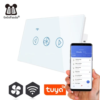 

New US Standard Touch Dimmer Fan Switch Wifi Tuya App Control 1 Gang Wall Smart Automation Waterproof Switch 220V SK-W801F-US