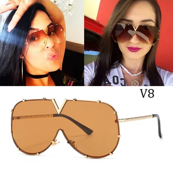 

2020 New conjoined piece women's personality V-shaped sunglasses men's driving eyewear brand sunglasses UV400 Oculos De Sol