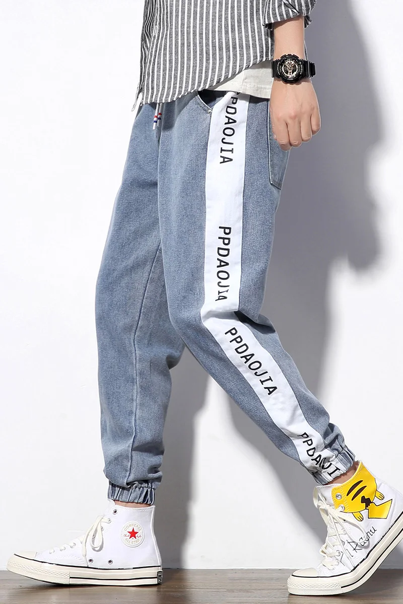 M-5XL Men Jeans Pants Casual High Quality Denim Pants Men Vintage Casual Autumn Plus Size Print Patchwork Denim Jeans
