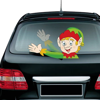 

Christmas Santa Claus Sticker Car Waving Rear Windshield Decal Sticker Wagging Wiper Sticker rear wiper sticker (with hook loop)