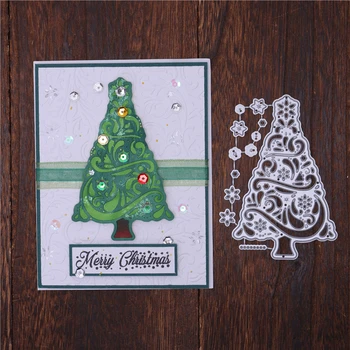 

Kokorosa Christmas Tree Dies Background Metal Cutting Dies for Card Making Scrapbooking Embossing Album Craft Frame Die Cuts