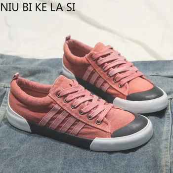 

MLCRIYG2020 Spring Summer Ankle New Style Men Canvas Shoes Outdoor Sneakers Lace-up Casual Shoes Breathable Walking Canvas Shoes