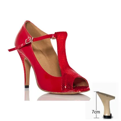 red heel 7cm Профессиональная обувь для латинских танцев; бальные туфли; женская танцевальная обувь на каблуке 5-10 см; zapatos de mujer - Цвет: red heel 7cm