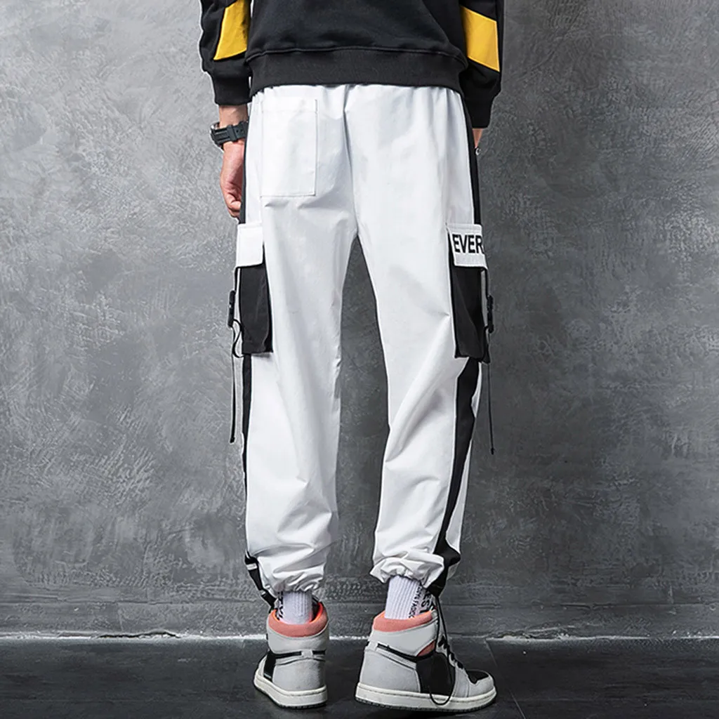 Feitong мужские брюки комбинезоны брюки повседневные Модные Лоскутные карманы Открытый до щиколотки свободные спортивные мужские брюки