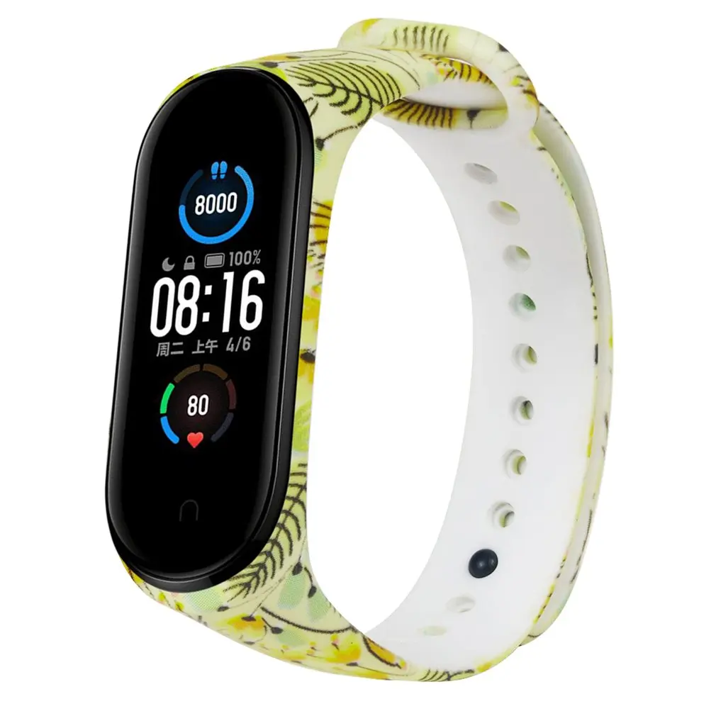 Ремешок силиконовый для Mi Band 4 с цветочным принтом сменный Браслет 3 | Наручные
