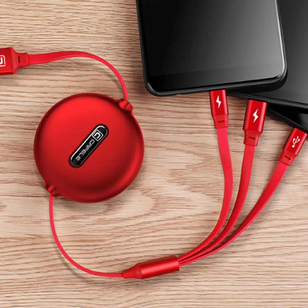 

One to Three Data Cable Multi-function Fast Charging Cable Three-in-one Telescopic Data Cable 3 in1 Telescopic Quick Charger USB
