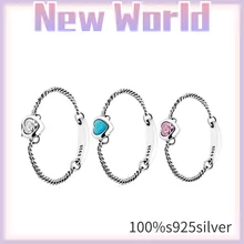 

Classic 100%925 sterling silver sparkling Pandora ring with heart and creative charm ring for women engaged jewelry anniversary