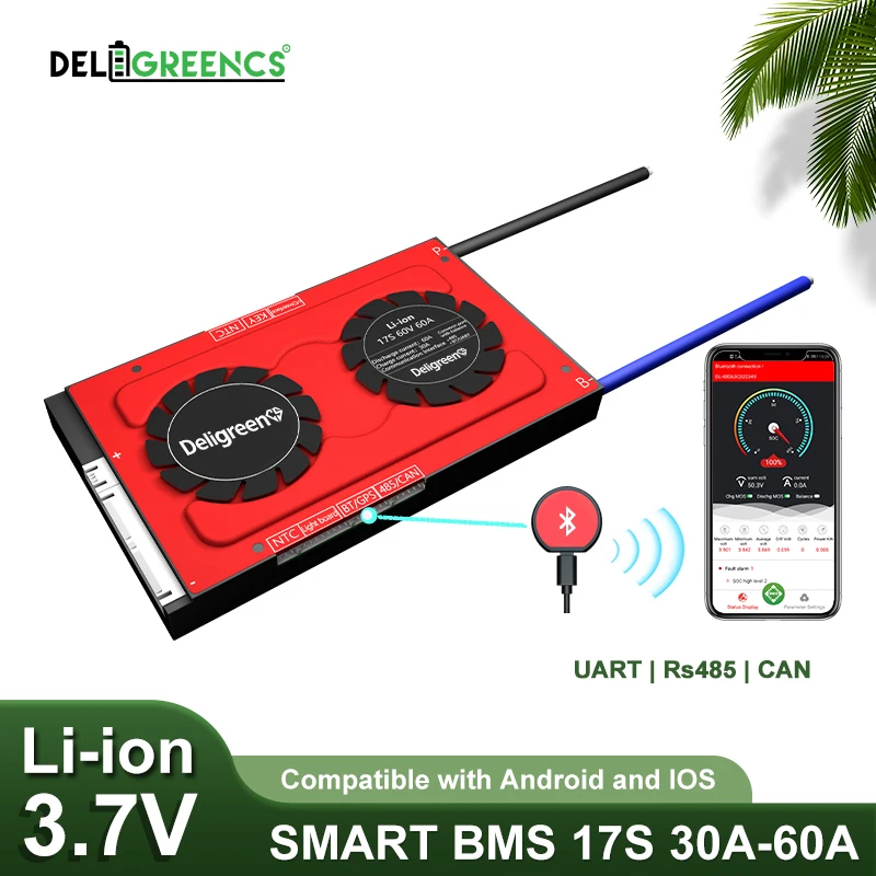Смарт BMS 17S 30A 40A 60A с Bluetooth UART 485 может для квадрокоптера дистанционным управлением
