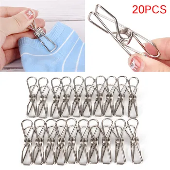 

20Pcs/lot Stainless Steel Clothes Pegs Hanging Clothes Pins Beach Towel Clips Household Bed Sheet Clothespins Wholesale