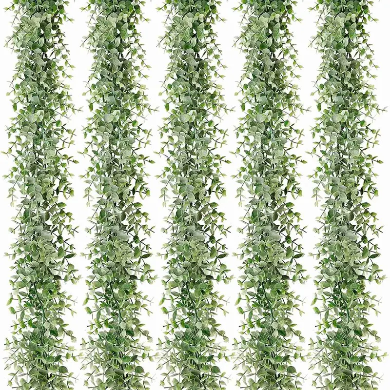 5 Packs 30Ft Artificial Eucalyptus Garlands Fake Greenery Vines Faux Hanging Plants for Wedding Table Backdrop Arch Promotion | Дом и сад