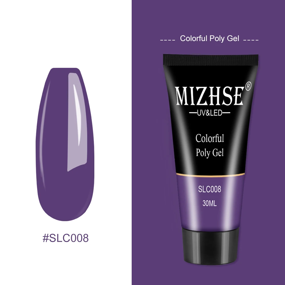 SLC008-30G MIZHSE, 12 цветов, 30 мл/15 мл, полигелевый гель для ногтей, красный, синий, желтый, полигелевый гель для ногтей, Mtte Top Soak Off, УФ, твердый, быстрый, строительный гель - Цвет: SLC008-30G