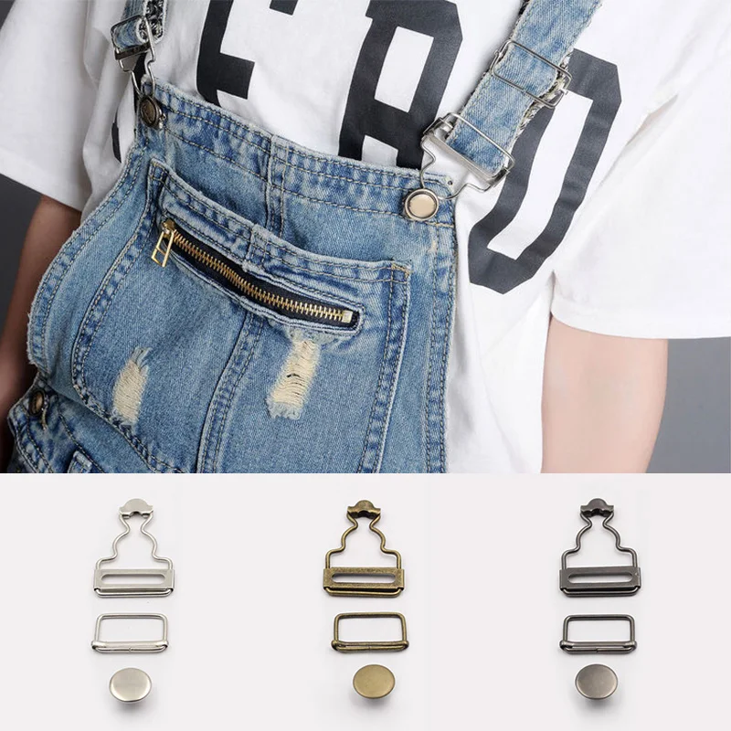 Suspenders Buckle Fastener Hook Metal Button for DIY Handmake Sewing Accessories 2Pcs metal buckle