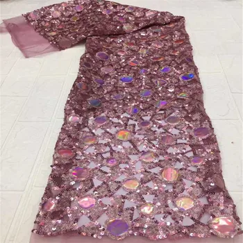

2020 Latest sequined lace fabric French Nigerian Lace Fabrics High Quality sequin African Lace Fabric Wedding
