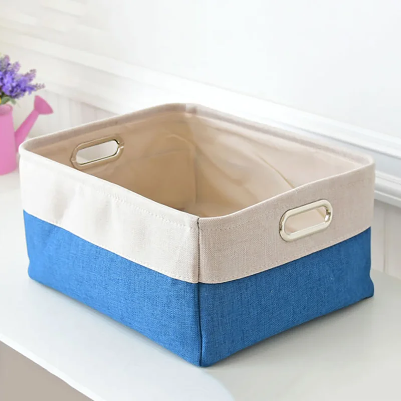 Beige blue Цветная хлопковая корзина для хранения мелочей для дома и сада - Цвет: Beige blue