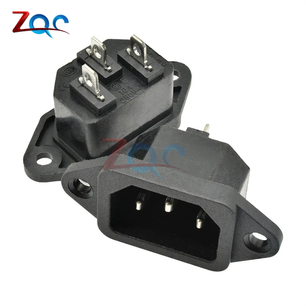 

5pcs AC-04 3 PIN IEC320 C14 Male Power Cord Inlet AC Power Socket Receptacle Connector 250V 10A