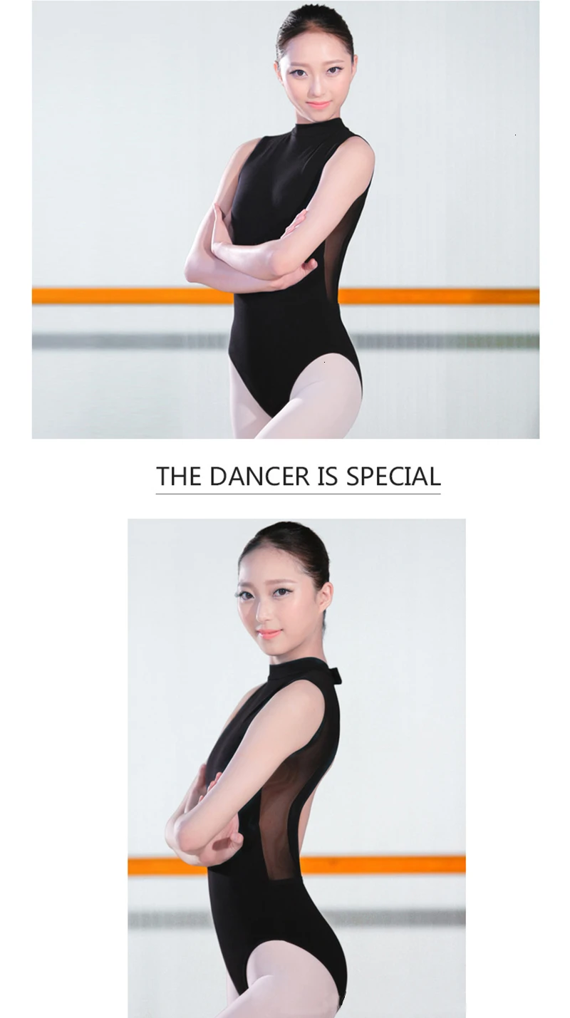 Ballet Dress One-Piece Women Dance Costume Girl Summer Backless Halter Sleeveless Adult Ballet Leotard Stand Collar (13)