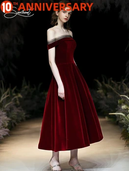 

OllyMurs simple Burgundy red satin star dress with bare shoulders suitable for stage catwalk dinne