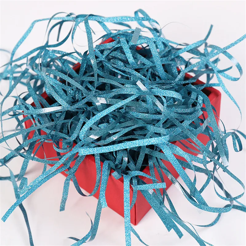 blue 100 г DIY блестящая бумага Raffia нарезанная бумага конфетти Подарочная коробка наполнитель материал для рождества свадьбы украшения дома - Цвет: blue