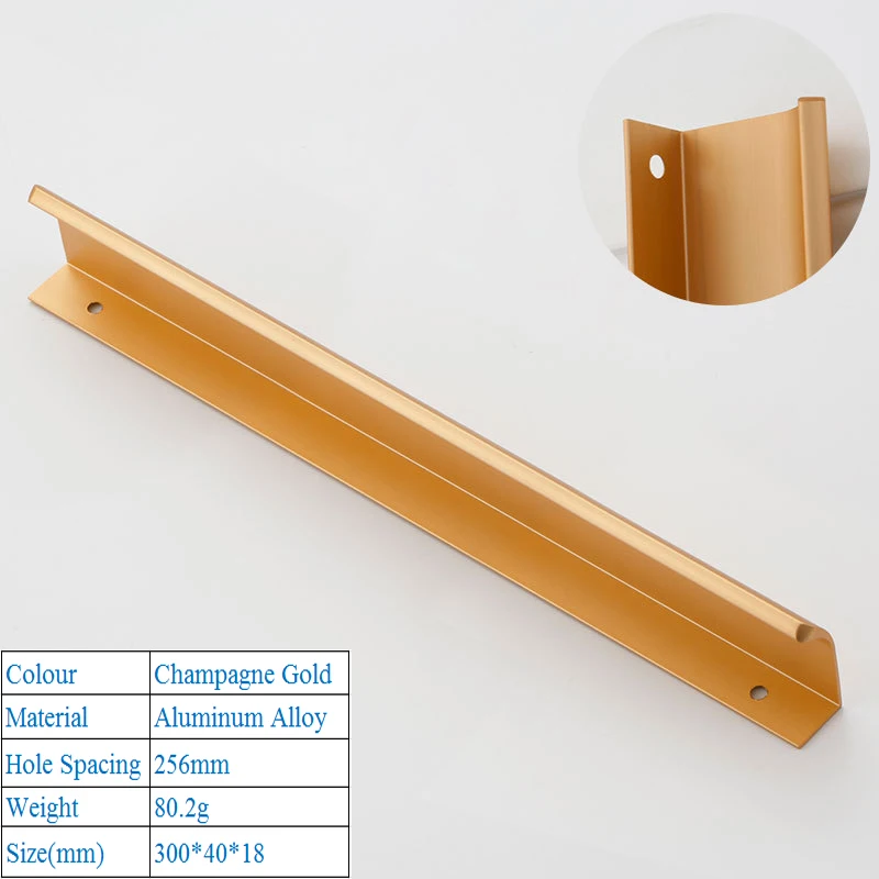 Gold 6814-256mm Современная простая американская черная ручка на дверь шкафа большие товары для дома высококачественный алюминиевый сплав кухонный шкаф ручки для межкомнатных дверей - Цвет: Gold 6814-256mm