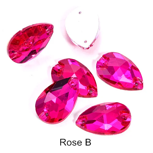 Rose B 6 размеров стеклянная Каплевидная форма пришить на Стразы Красочные пришивные камни с плоским основанием одежда для одежды Ювелирные изделия для одежды B1286 - Цвет: Rose B