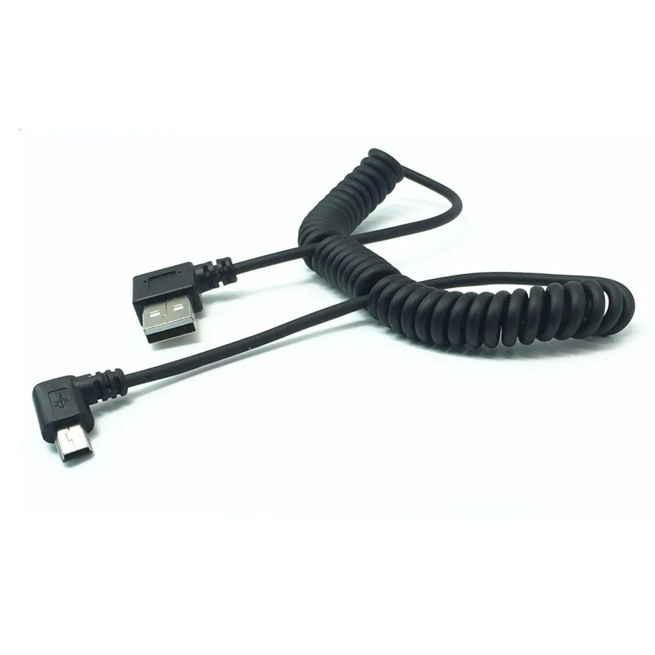 200PCSlot USB прямоугольный 90 градусов USB 2,0 Mini Male to A type Male растягивающийся пружинный кабель для передачи данных для SSD и жесткого диска по DHL