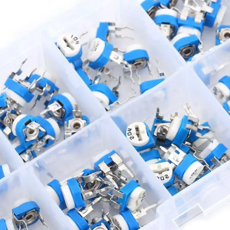 

100X 10 value Resistors Variable Potentiometer Assortment Kit+Box-500ohm.