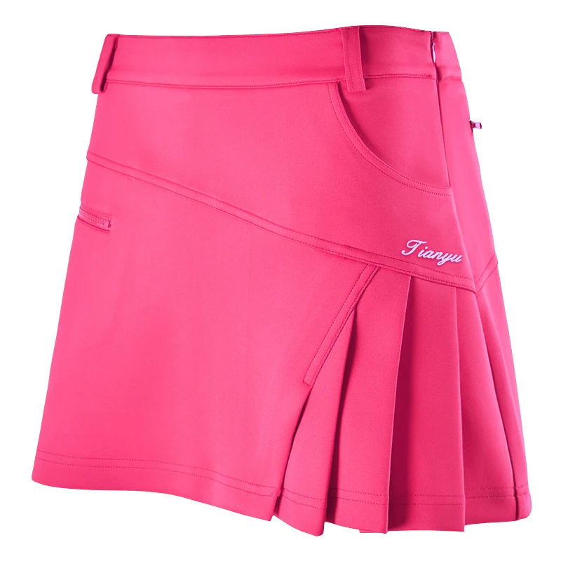 Летняя Осенняя Женская юбка для гольфа в Корейском стиле, спортивная одежда для ракеток для бадминтона и тенниса, мини-плиссированная юбка, шорты безопасности, юбка с поясом - Цвет: ROSE