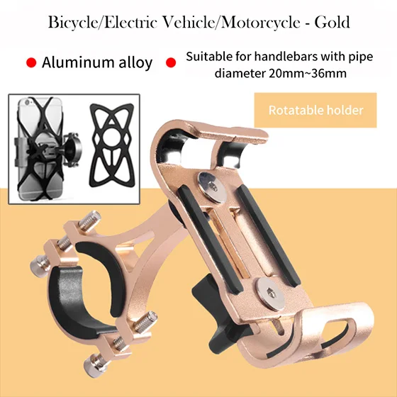 Rotatable---Gold Держатель для мобильного телефона, чехол для мотоцикла, мотоцикла, скутера, сумка, универсальный держатель для телефона для велосипеда, подставка, поддержка 3,5-6,5 Дюймов - Цвет: Rotatable---Gold