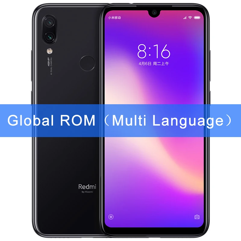 Xiaomi Redmi Note 7 Pro с глобальной прошивкой, 6 ГБ ОЗУ, 128 Гб ПЗУ, мобильный телефон Snapdragon 675, четыре ядра, 48 Мп+ 5 МП, две камеры, 6,3 дюйма, 4000 мАч - Цвет: Global ROM Black