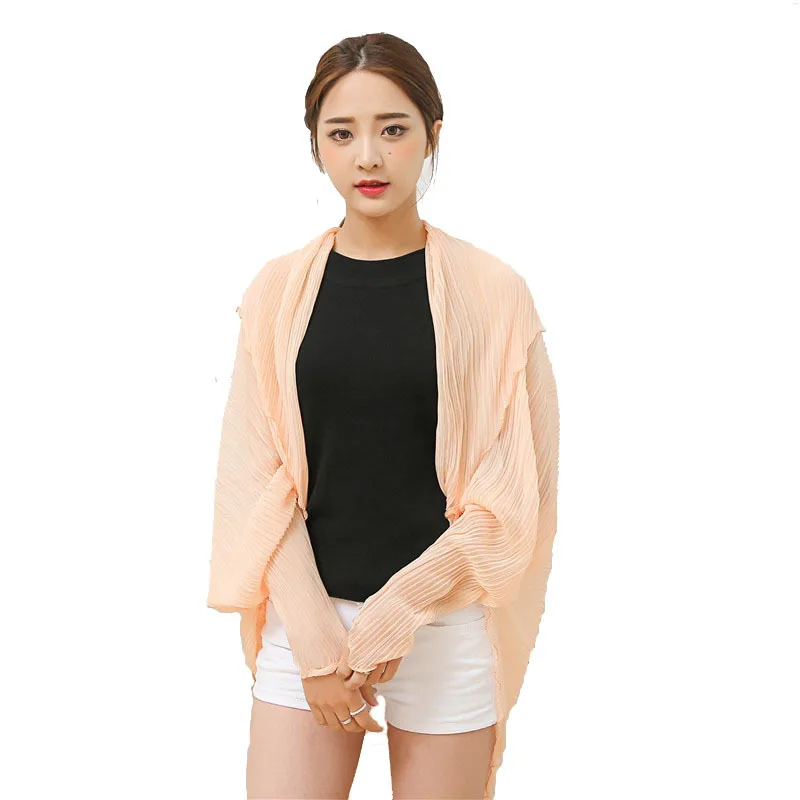 Mingli Tengda Ruffled Shawl Solid Color Purple/Red Chiffon Women's Sleeve Wedding Coat Cape Bolero Two Ways To Wear Cloak Shrug