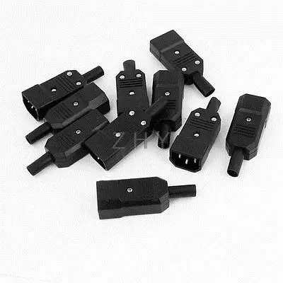 

10 PCS IEC320 C14 Male Plug Power Adapter Cable Connector AC 250V 10A