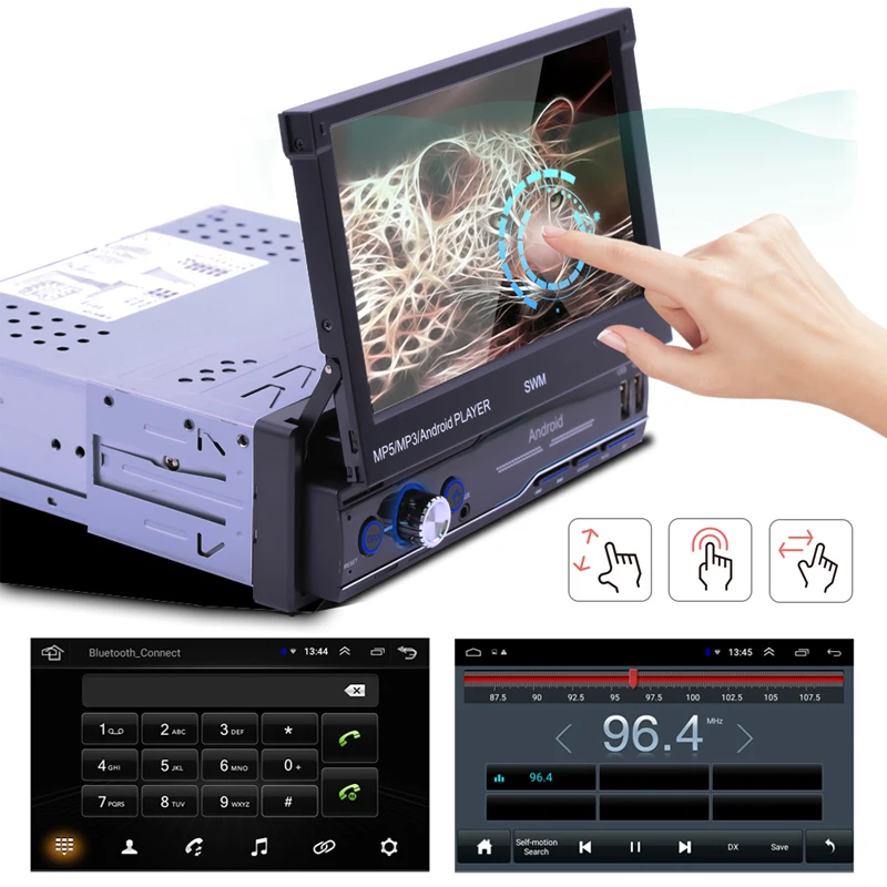 Car Android Retractable 1 Din Autoradio GPS Mirrorlink Bluetooth Handsfree Wifi 7
