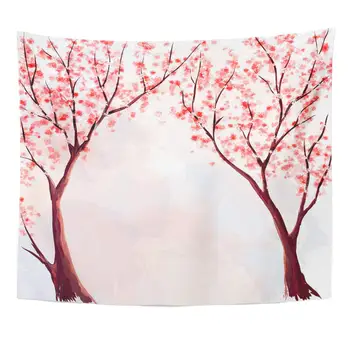 

Apple Pink Tree Cherry Blossom Watercolor Hanami April Beautiful Bloom Tapestry Home Decor Wall Hanging for Living Room Bedroom