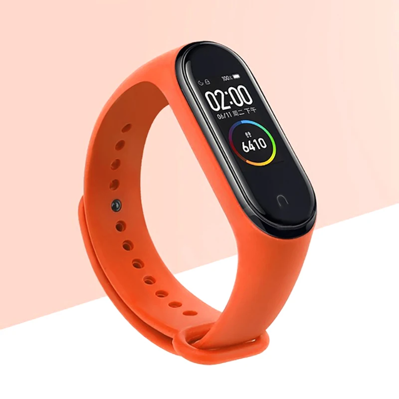 Топ mi Band 3/4 ремешок силиконовый ремешок браслет аксессуары для Xiaomi mi Band 3/4 Smart - Цвет: orange