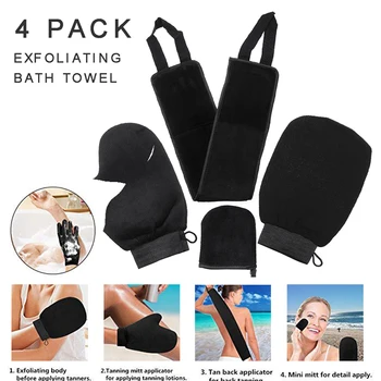 

4pcs Self Tanning Mitt Exfoliating Self-tan Back Applicator Soft Gloves Set For Moisturisers Sprays Sun Cream Makeup Glove