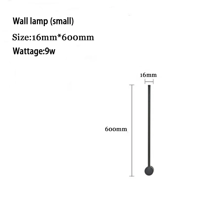 Современный черный светодиодный подвесной светильник для спальни гостиной, лофт, скандинавские декоративные светильники для дома - Цвет корпуса: Wall lamp 600mm
