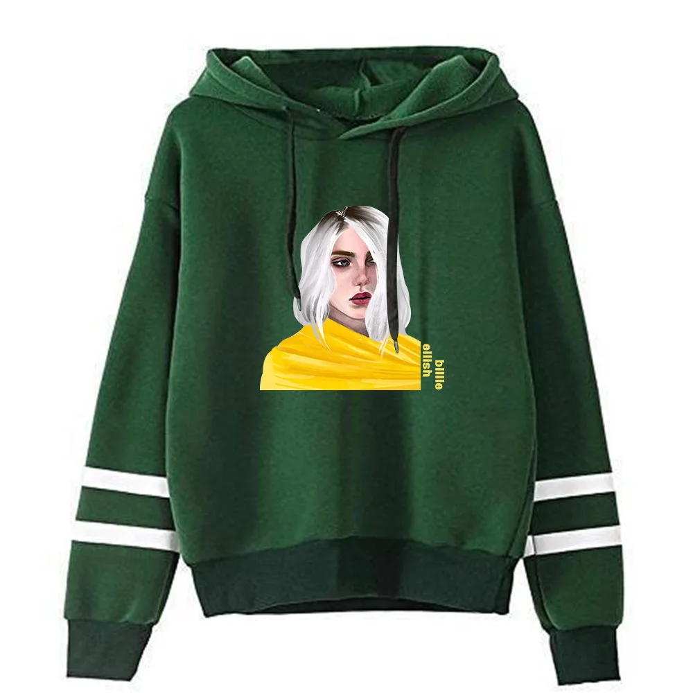 Billie Eilish Толстовка Мужская Черная зеленая хлопковая толстовка Пара Толстовка простая сохраняющая тепло Женская/Мужская хип-хоп толстовка KPOP одежда - Цвет: 006