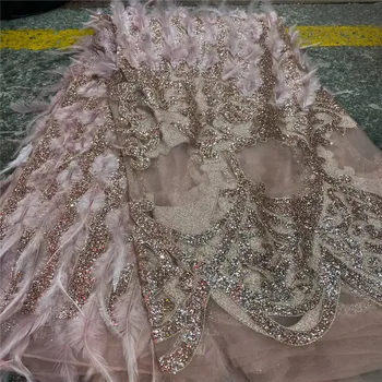 

Madison Tulle Laces Fabrics African Very Soft Feather Embroidery Latest High Quality Nigerian Lace Fabric For Wedding Dress