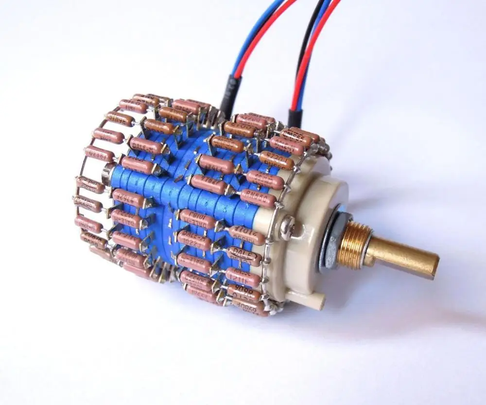 1pcs HIFI 24-Step Stereo Attenuator Potentiometer 10K 25K 50K 100K 250K dale resistance  audio pot