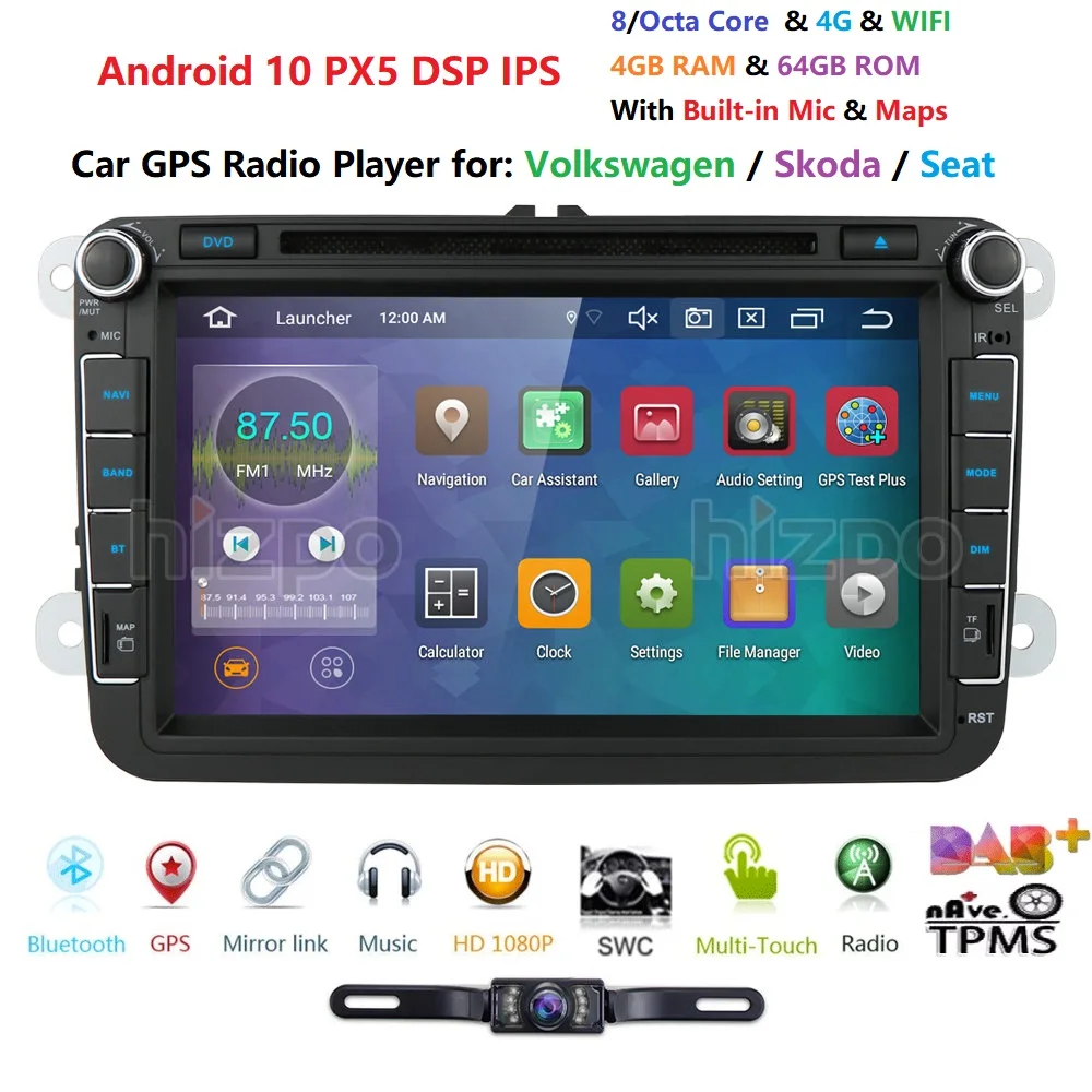 Автомобильный мультимедийный плеер Android10.0 2 Din автомобильный DVD-плеер для