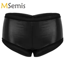 Женское нижнее белье, нижнее белье для танцев на шесте, с эффектом мокрой кожи, Rave, шорты с оборками сзади, эластичные бикини, трусы, нижнее белье, трусы